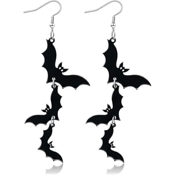 Unbranded Jewelry - Halloween Earrings Women Black Skull Bat Acrylic Dangle Drop Spooky Costume Cute